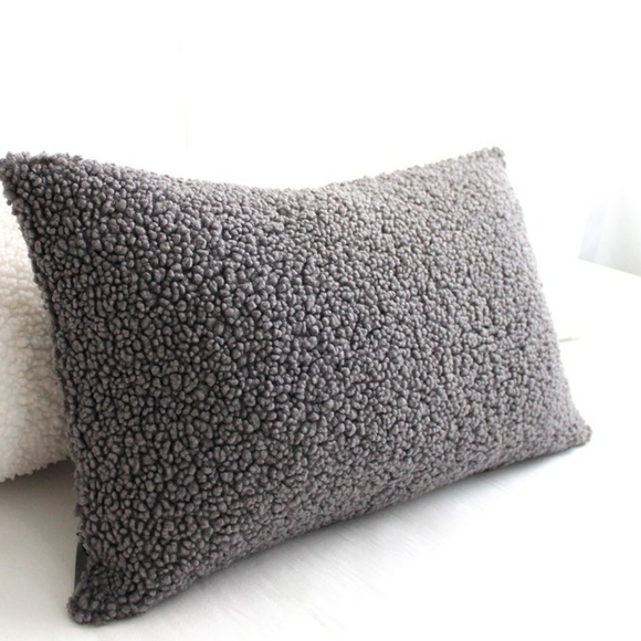 UGG Super Soft Faux Fur Decor Lumbar Pillow Case 22”x14” Grey - Picture 1 of 6